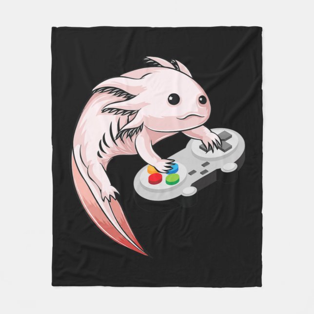 Gamesolotl Axolotl Video Games Kawaii Anime Gaming Fleece Blanket (Front)