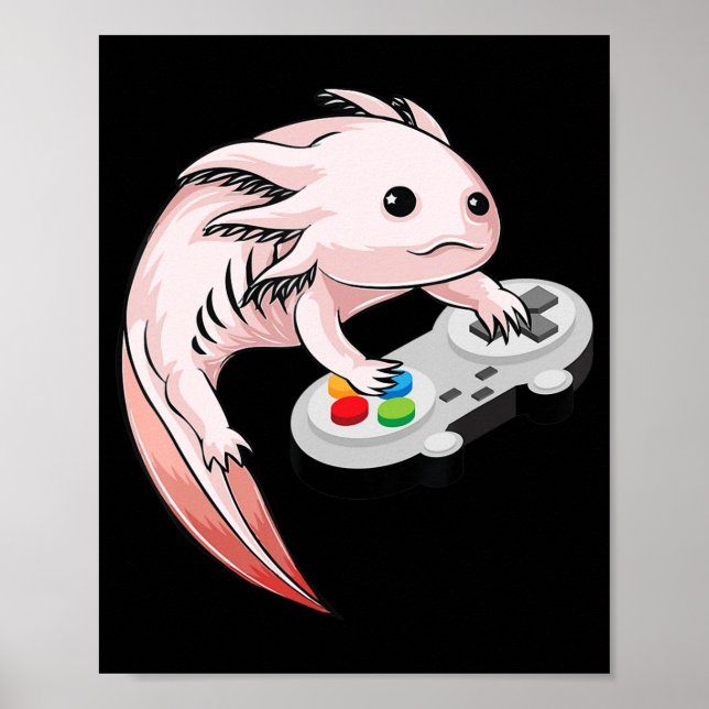 Gamesolotl Axolotl Video Games Kawaii Anime Gaming Poster (Front)