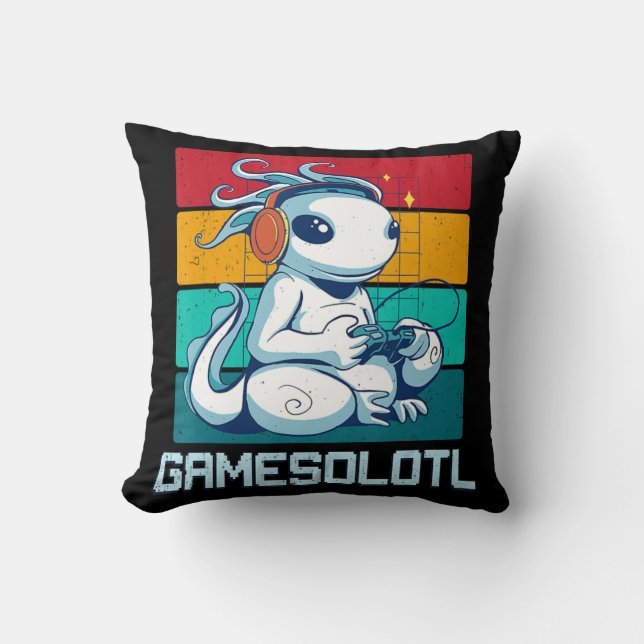 Gamesolotl Cute Axolotl Video Gamer Kawaii Anime B Cushion (Front)