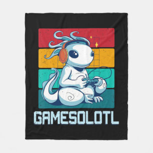 Gamesolotl Cute Axolotl Video Gamer Kawaii Anime B Fleece Blanket