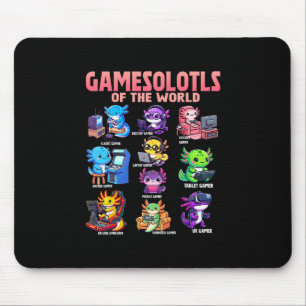 Gamesolotls Of The World Diverse Gamer Axolotl Ani Mouse Pad