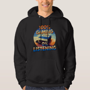 Gaming 0% Listening Funny Gamer Retro Style Gaming Hoodie