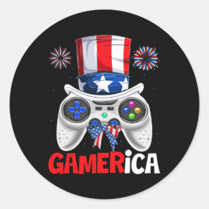 Gaming 4th Of July Video Game American Flag Men Bo Classic Round Sticker