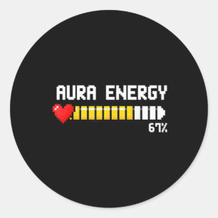 Gaming 67 Aura Energy 67 Percent Meme Gamer Retro Classic Round Sticker