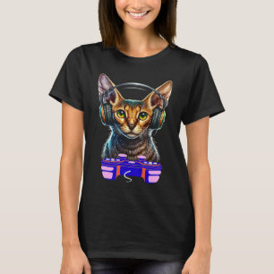 Gaming Abyssinian Cat Player Animal Video Gamer  M T-Shirt