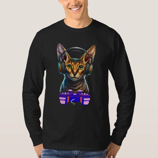 Gaming Abyssinian Cat Player Animal Video Gamer Me T-Shirt (Front)