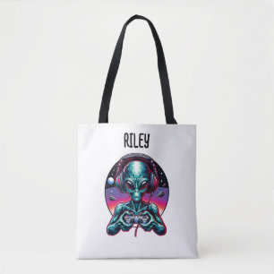 Gaming Alien Extraterrestrial Being Personalised Tote Bag