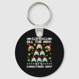 Gaming All The Way Its Christmas Day Video Gamer C Key Ring