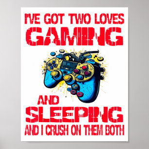 Gaming And Sleeng Gamer Valentines Day Boys Kids  Poster