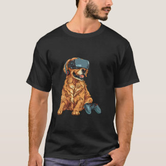 Gaming Animals- Golden Retriever Playing Console V T-Shirt