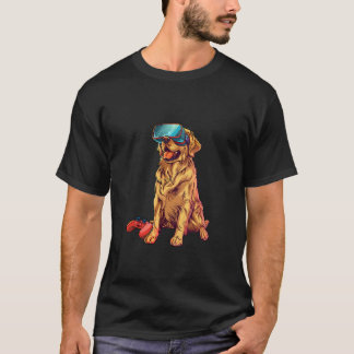 Gaming Animals- Golden Retriever Playing Console V T-Shirt