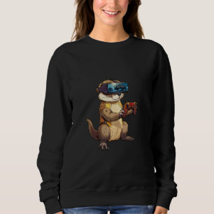 Gaming Animals- Otter Playing Console Video Games Sweatshirt