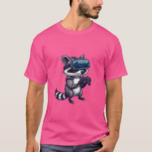 Gaming Animals- Racoon Playing Console Video Game T-Shirt
