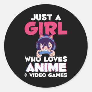 Gaming Anime Japanese Girl Manga Otaku Kids Classic Round Sticker
