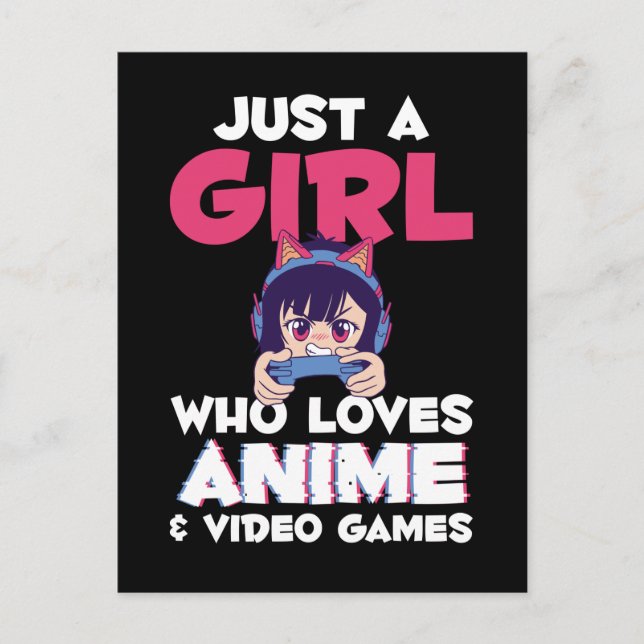 Gaming Anime Japanese Girl Manga Otaku Kids Postcard (Front)