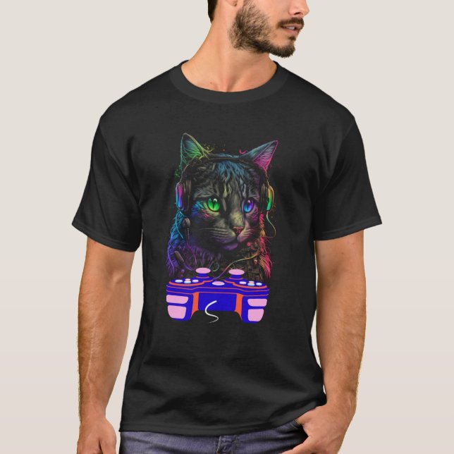 Gaming Australian Mist Cat Player Animal Video Gam T-Shirt (Front)