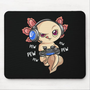 Gaming Axolotl Shirt Kids Boys Gamers - Kawaii Vid Mouse Pad
