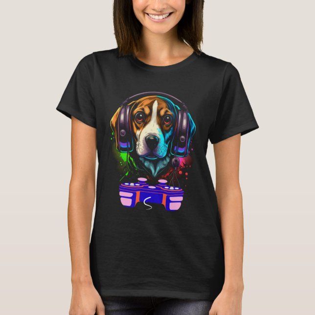 Gaming Beagle Dog Player Animal Video Gamer  Men K T-Shirt (Front)
