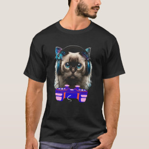 Gaming Birman Cat Player Animal Video Gamer Men Ki T-Shirt