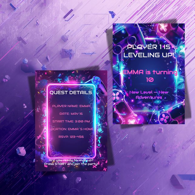 Gaming Birthday Invitation Girl - Editable (Creator Uploaded)