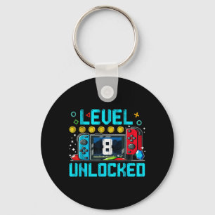 Gaming Boy Level 8 Unlocked 8th Birthday Video Key Ring
