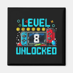 Gaming Boy Level 8 Unlocked 8th Birthday Video Magnet