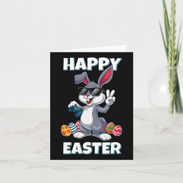 Gaming Bunny Gamer Easter Bysket  Card (Front)