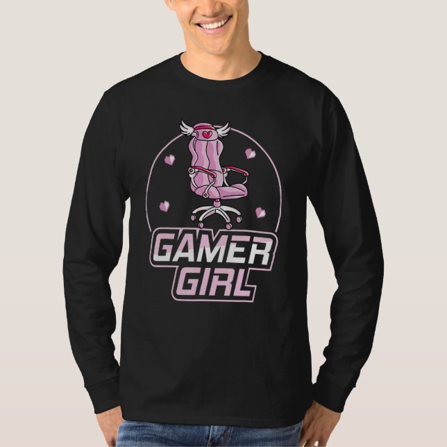 Gaming Chair Video Gamer Girl T-Shirt (Front)