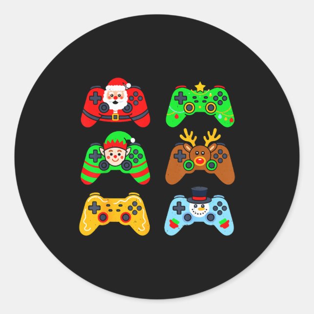 Gaming Christmas For Boys Gamer Youth Teens Men Xm Classic Round Sticker (Front)