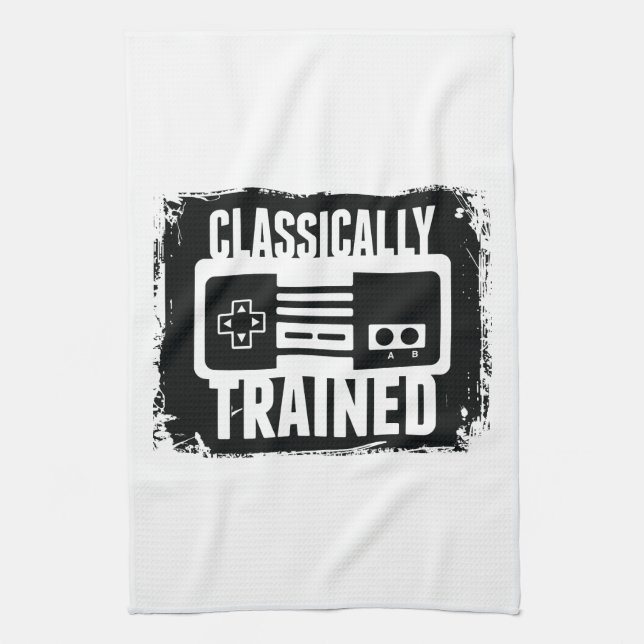 Gaming - Classically Trained - Funny Video Game Tea Towel (Vertical)