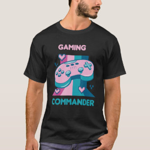 Gaming Commander Retro Funny Gamer Designs Present T-Shirt