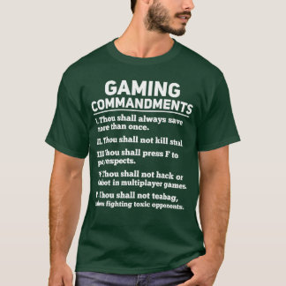 Gaming Commandments Funny Video Gamer Birthday Gif T-Shirt