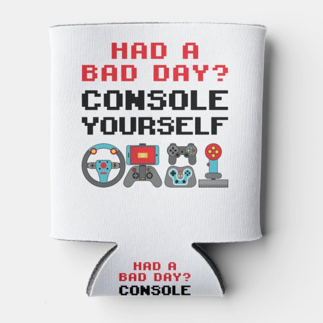 Gaming Console Funny Pun Gamer Video Games Player Can Cooler (Front)