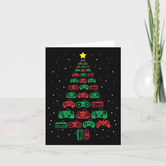 Gaming Controller Christmas Tree Gamer Party Cool  Card (Front)