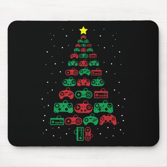Gaming Controller Christmas Tree Gamer Party Cool  Mouse Pad (Front)