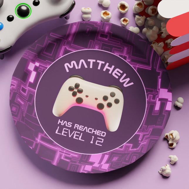 Gaming Controller Teen Boys Gamer Birthday Party Paper Plate (Gaming Controller Teen Boys Gamer Birthday Party Paper Plates)