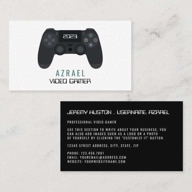 Gaming Controller, Video Gamer Business Card (Front/Back)