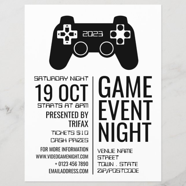 Gaming Controller, Video Gamer Event Advertising Flyer (Front)