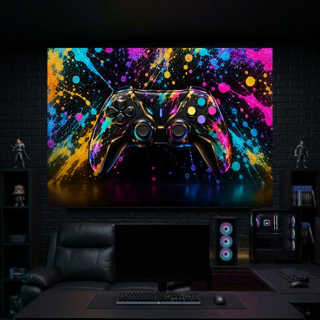 Gaming Controller Wall Art (Gaming Controller with Splatter Paint Wall Art )