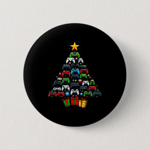 Gaming Controllers Christmas Tree Funny Gamer Boys 6 Cm Round Badge