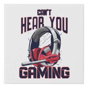 Gaming design with headset faux canvas print