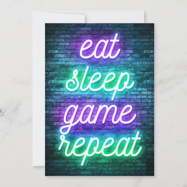 Gaming Eat Sleep Repeat Save The Date (Front)