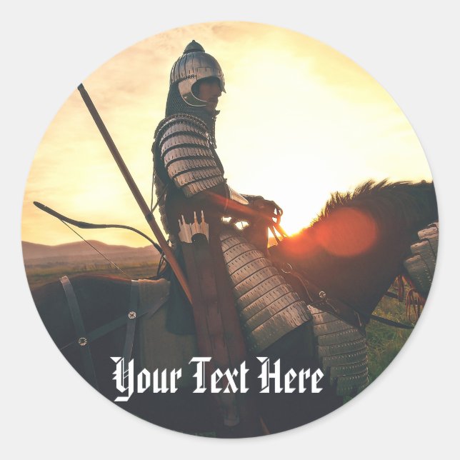 Gaming Fantasy Mediaeval Mounted Knight Classic Round Sticker (Front)