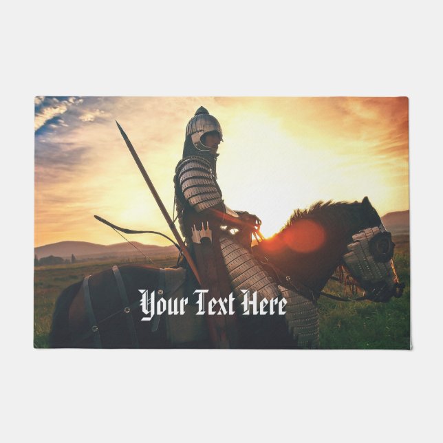 Gaming Fantasy Mediaeval Mounted Knight Doormat (Front)