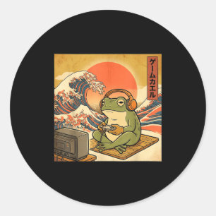 Gaming Frog Art Ukiyo-e Japanese Gamer Anime Men W Classic Round Sticker