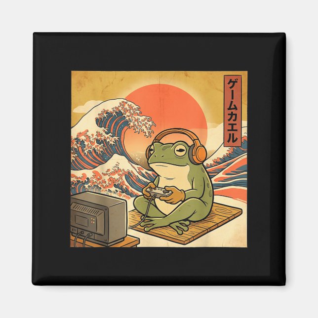 Gaming Frog Art Ukiyo-e Japanese Gamer Anime Men W Magnet (Front)