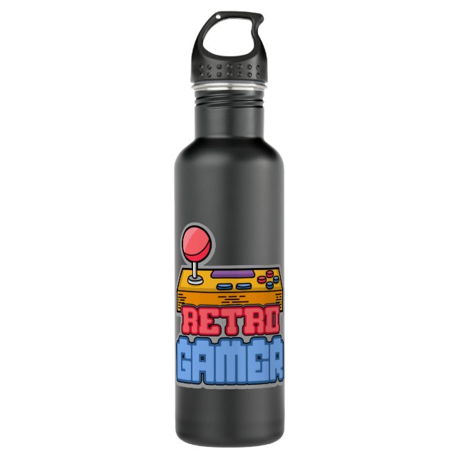 Gaming Game Retro Gamer Console Video Game Gift 710 Ml Water Bottle (Front)