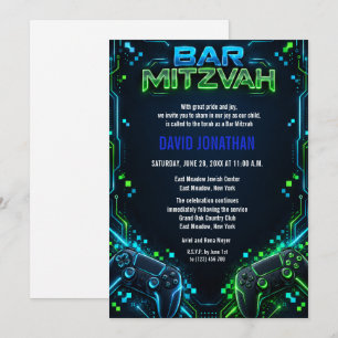 Gaming Gamer Bar Mitzvah Custom Invitation