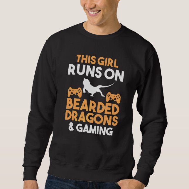 Gaming Gamer Bearded Dragon Sweatshirt (Front)