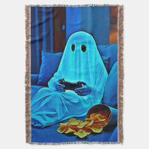 Gaming Ghost Cosy Night In Design Throw Blanket